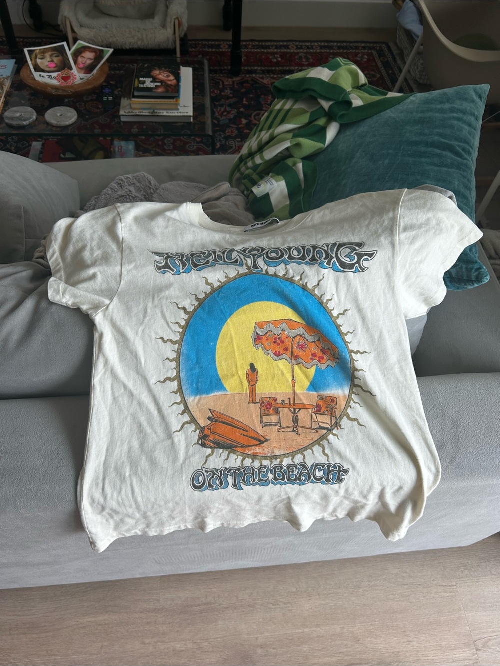 Daydreamer Cream Tee with Black Logo Tag